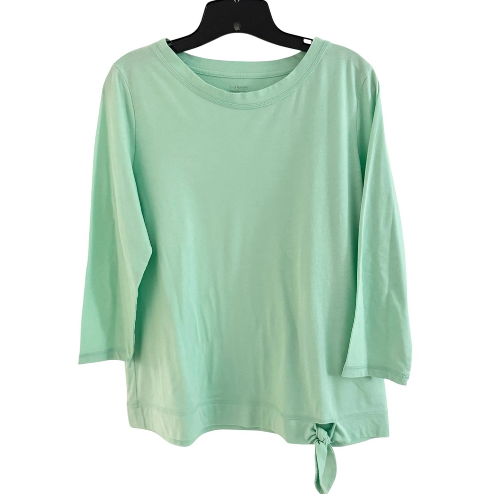 Kim Rogers Perfectly Soft Women's M‎ Medium Mint Green Top 3/4 Sleeve Tie Bottom